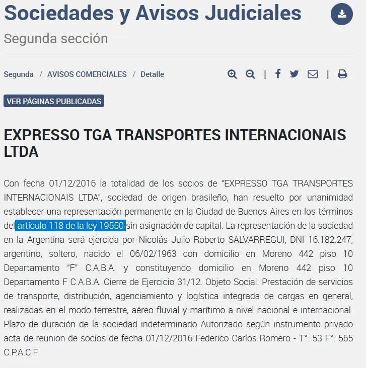 Publicar Edicto sociedad extranjera boletín oficial Argentina