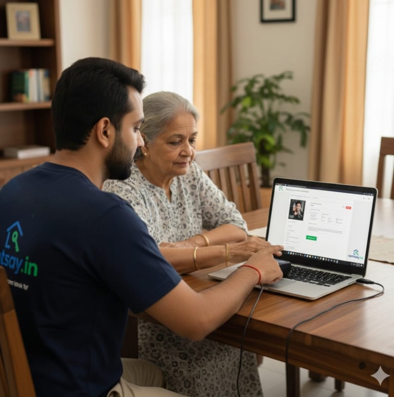 Rent agreement biometric verification service for senior citizens at home