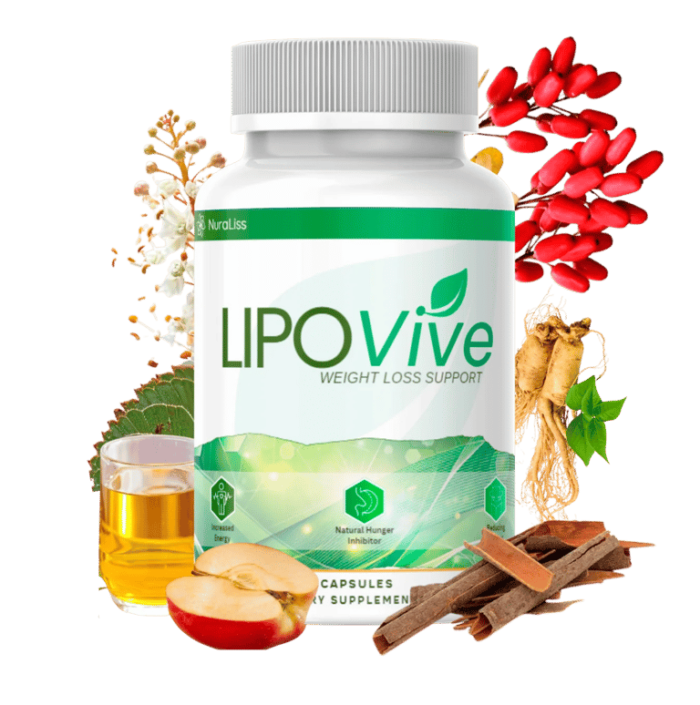 LipoVive bottle with natural ingredients featured in the official presentation