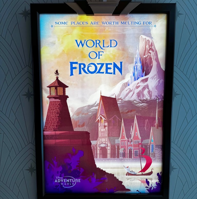 Promotional Post at Disney Adventure World for World of Frozen