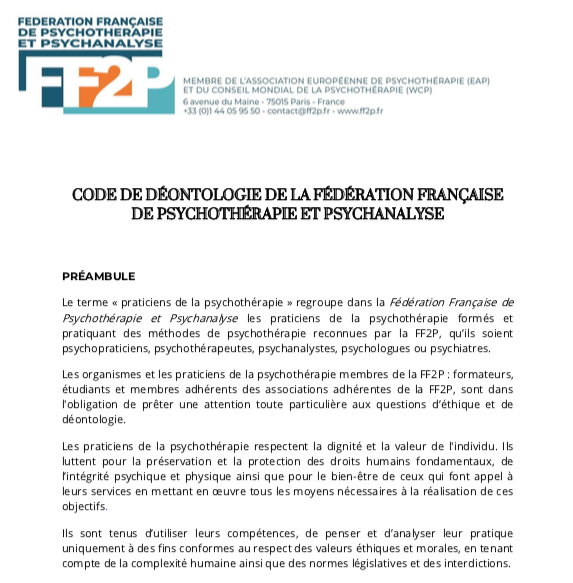 Code de déontologie FF2P