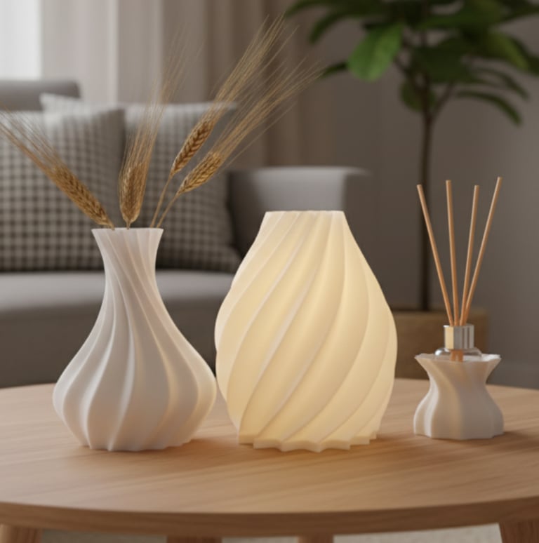 Lámpara 3D velador nórdico minimalista blanco - Palermo3D