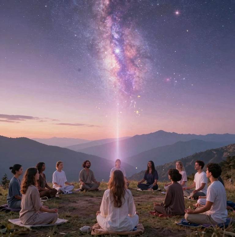 A serene digital art representation of an ancient library blending with modern technology.