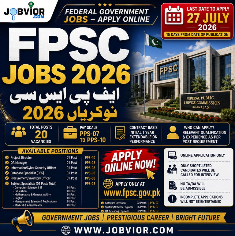 FPSC Jobs 2026 Situations Vacant advertisement Digitalization Project