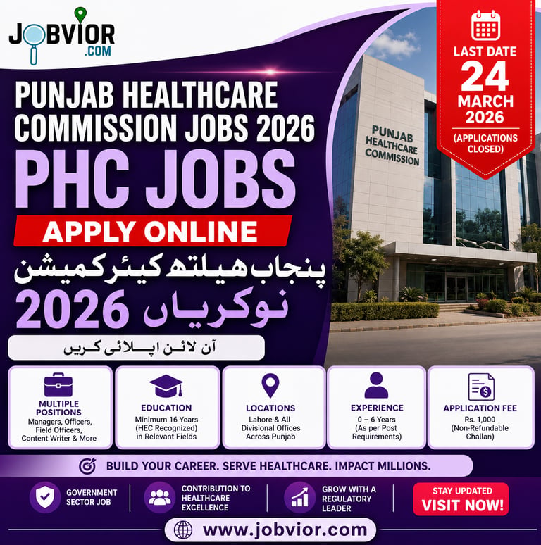 Punjab Healthcare Commission Jobs 2026 – PHC Manager, Officer vacancies