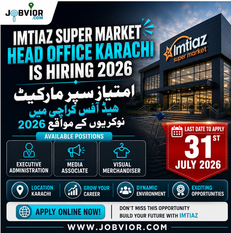Imtiaz Super Market Jobs 2026 Karachi Head Office hiring poster