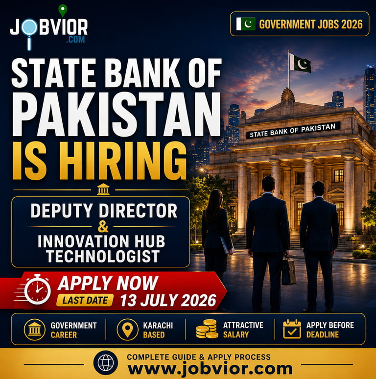SBP Karachi jobs 2026 — Deputy Director and Innovation Hub Technologist, apply by July 13