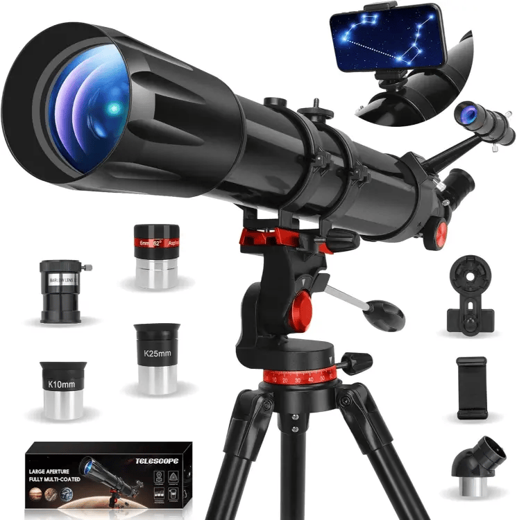 HETEKAN 90900, Telescopio Astronómico Adultos, 90 mm Apertura 900 mm