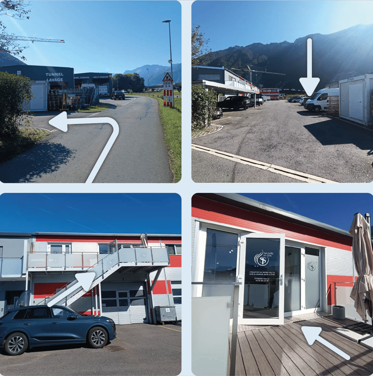 Quatres image du plan d'accès à l'institut.