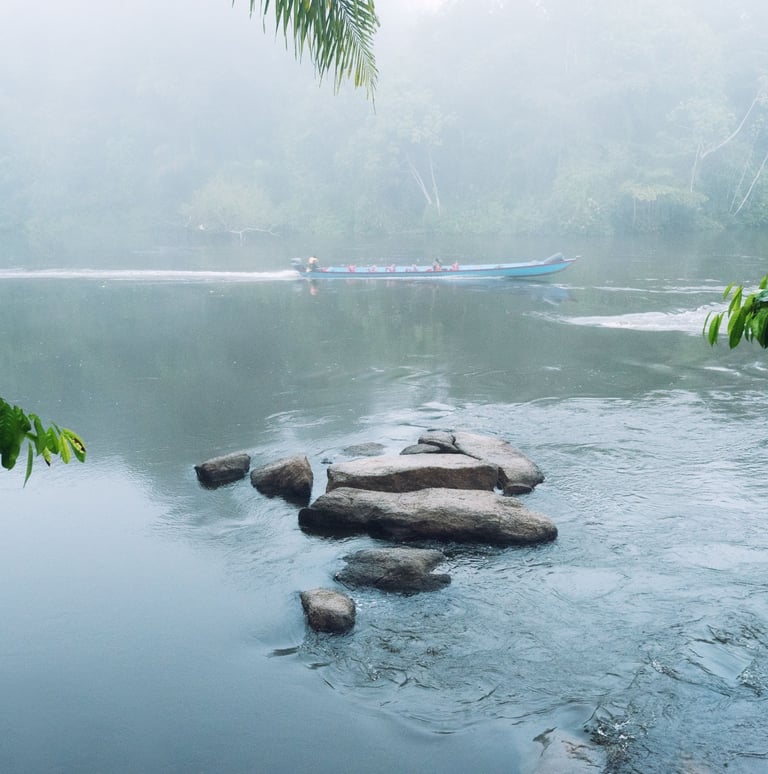 Pirogue de frêt sur le Haut Maroni