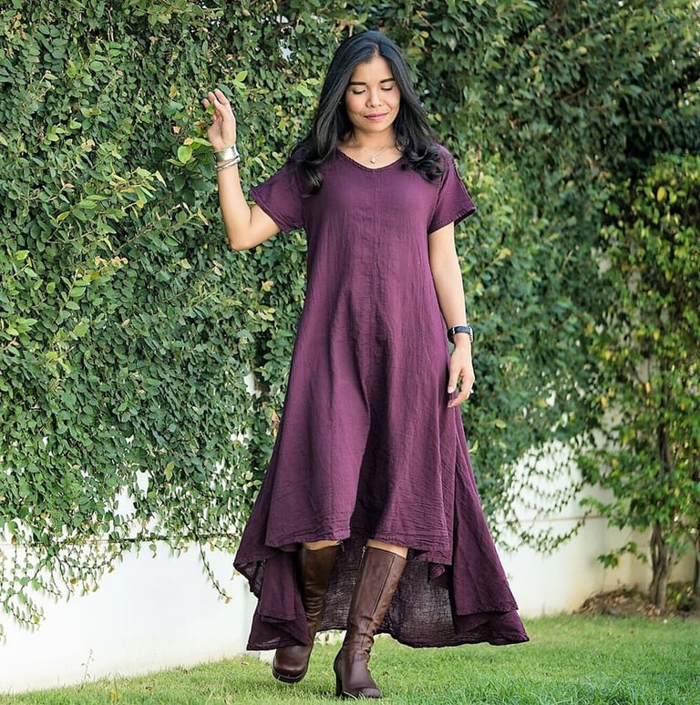 Purple Uneven Hem Dress
