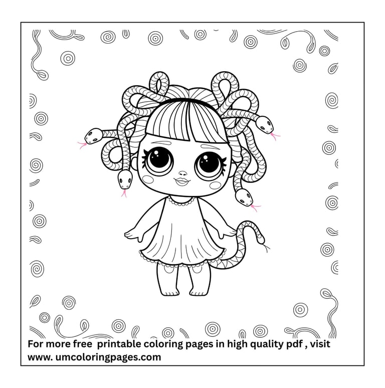 medusa coloring page for kids printable
