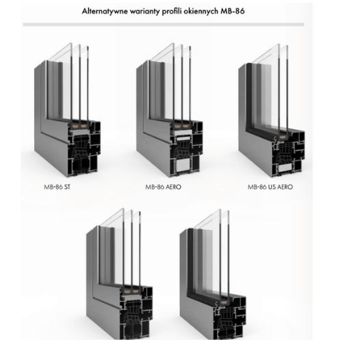 a series of four different types of window frames