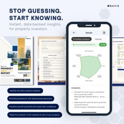 Navis PrimeKey real estate analysis report and property investment app interface with data-backed insights.