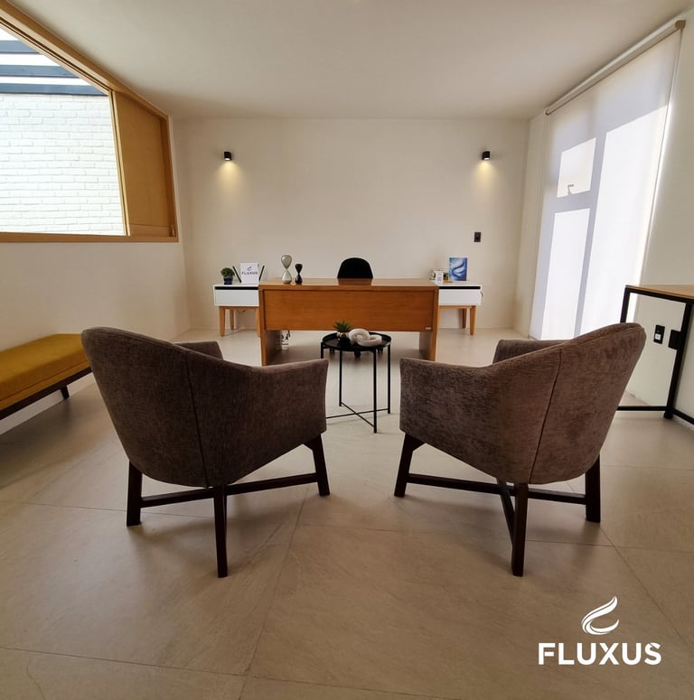 Interior de la oficina de Fluxus, asesoría personalizada en ahorro e inversiones.