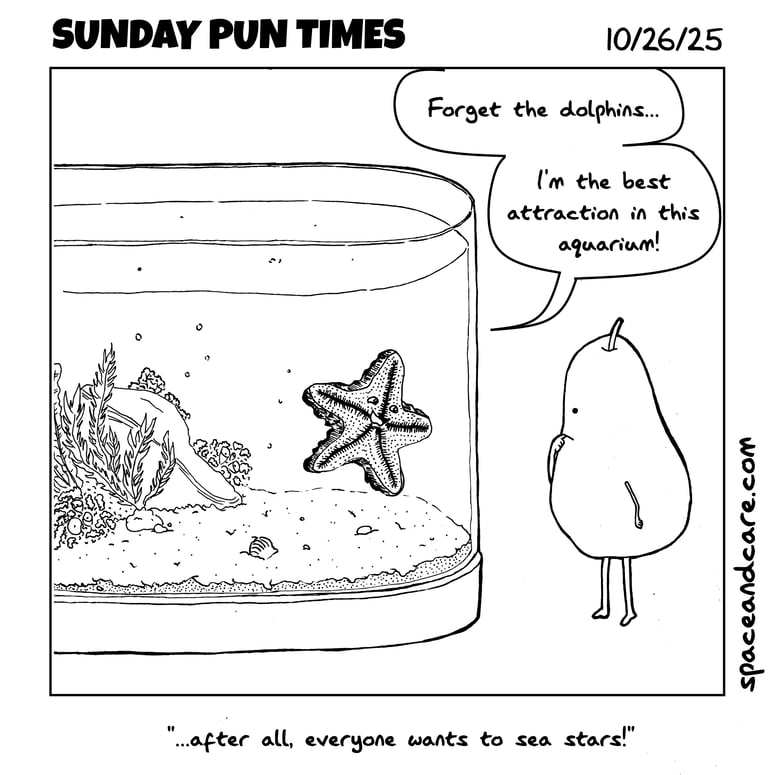 A pear looking at a starfish in the aquarium