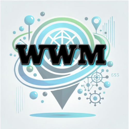 WWM logo with globe and location pin graphics representing global web management and connectivity.