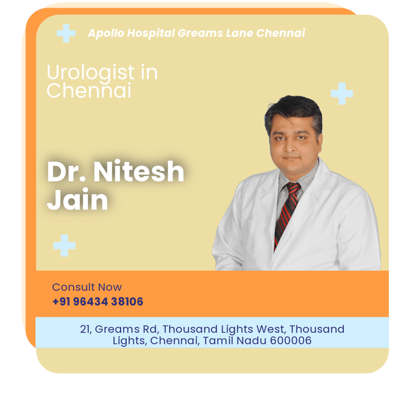 A graphical representation highlighting Dr. Nitesh Jain as the Best Urologist in Chennai.
