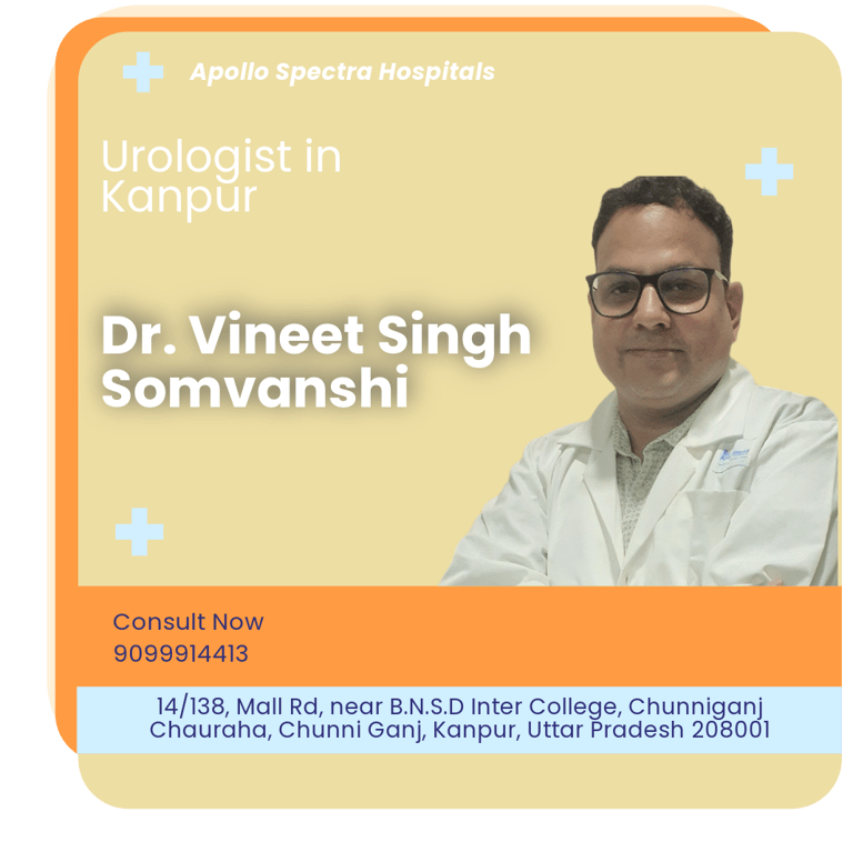 A graphical representation highlighting Dr. Vineet Singh Somvanshi as the Best Urologist in Kanpur.