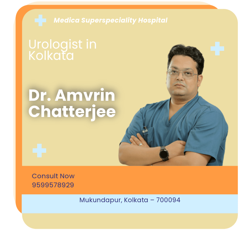 A graphical representation highlighting Dr. Amvrin Chatterjee as the Best Urologist in Kolkata.