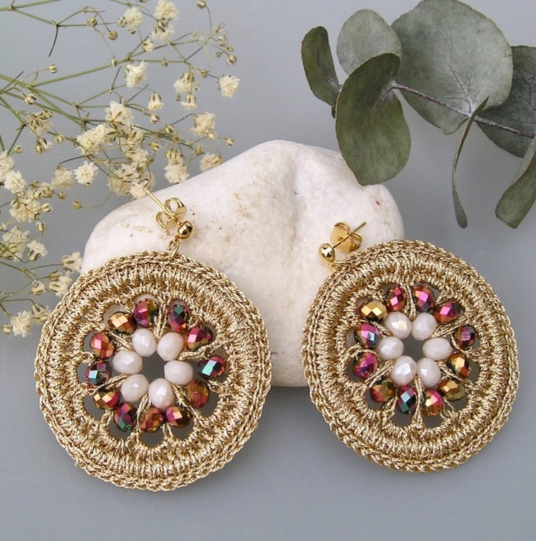 boucles d'oreilles au crochet et perles Bellissima