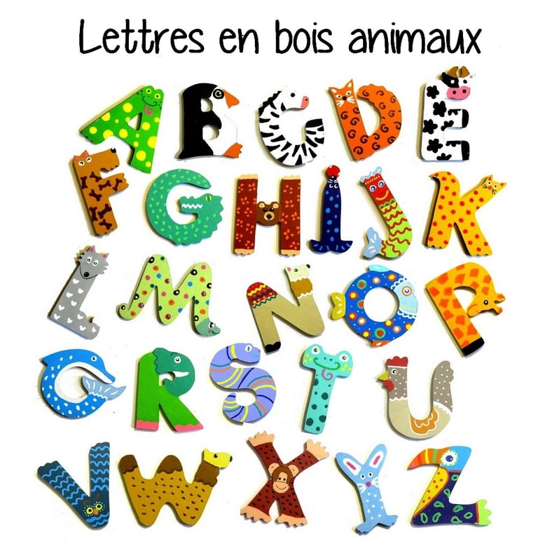 Lettres en bois animaux pour chambre de bébé