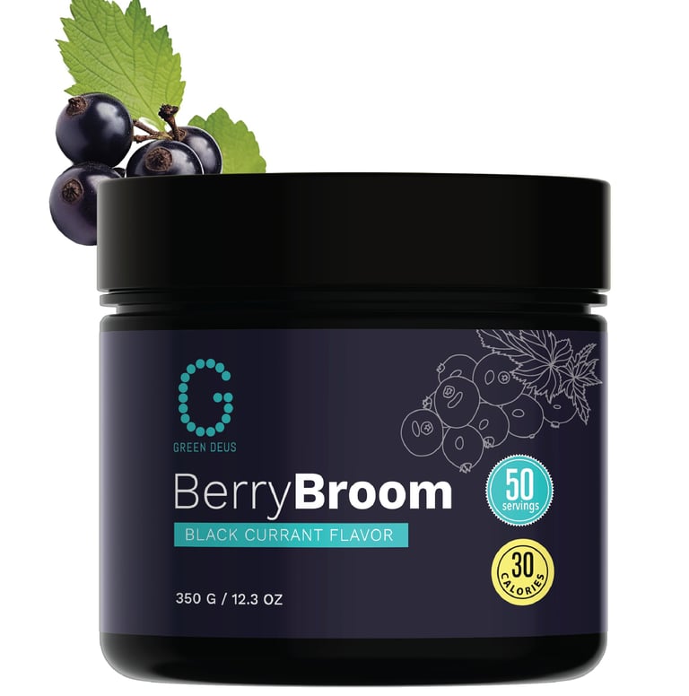 berry broom packaging of food supplement front view