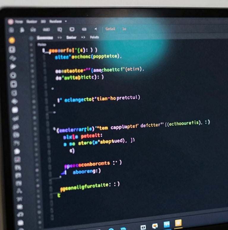 Close-up of a screen showing clean, multi-colored lines of code in a dark mode code editor, with reflections of a teal light. This captures the technical essence of a modern Global / Digital Professional developer.