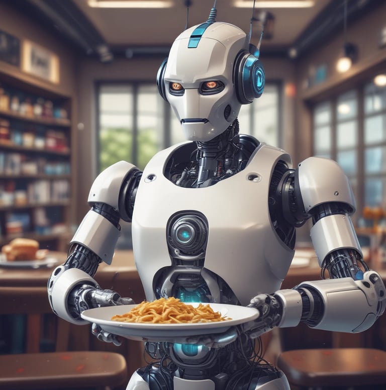 white and brown human robot illustration