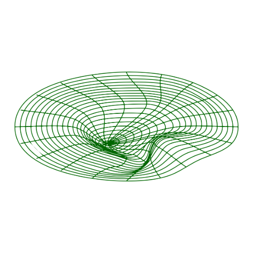 a green and black background with a circular object
