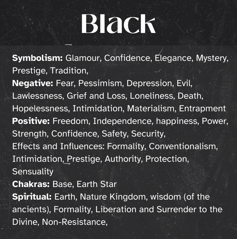BLACK Healing Attributes, symbolism, Chakras, Spiritual, Self-Awareness, Enlightenment