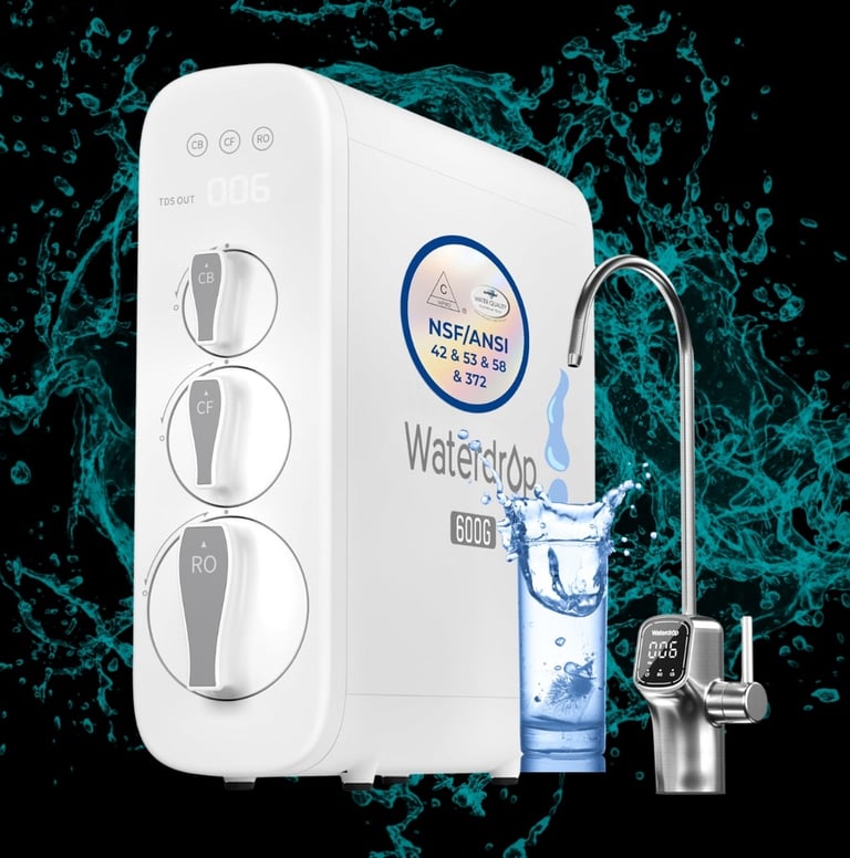 Waterdrop G3P600 Reverse Osmosis System, 8 Stage Tankless Reverse Osmosis Water Filter,
