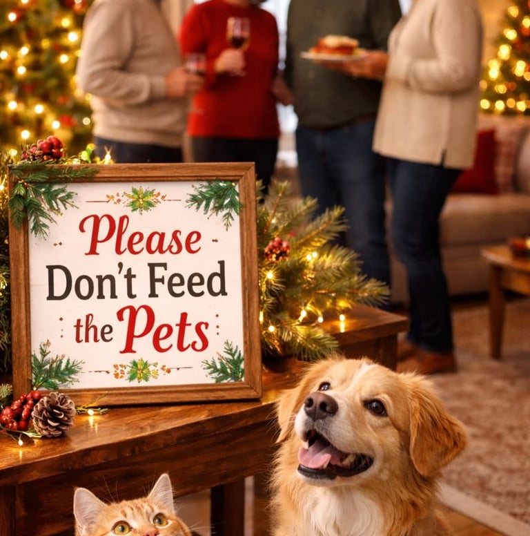Reminder sign asking guests not to feed pets.