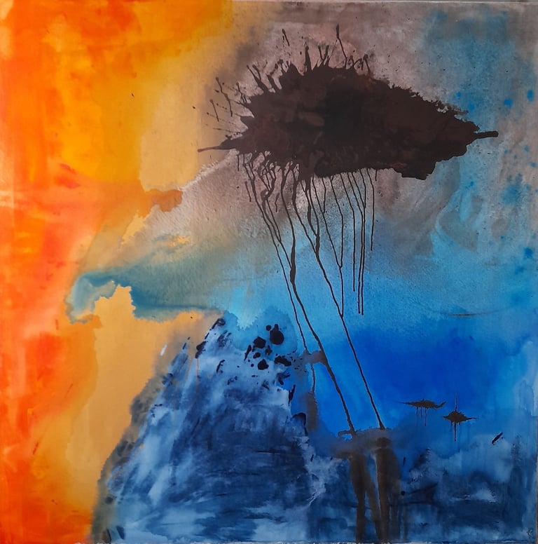 abstraction gestuelle couleurs chaudes – Jacqueline Poitevin