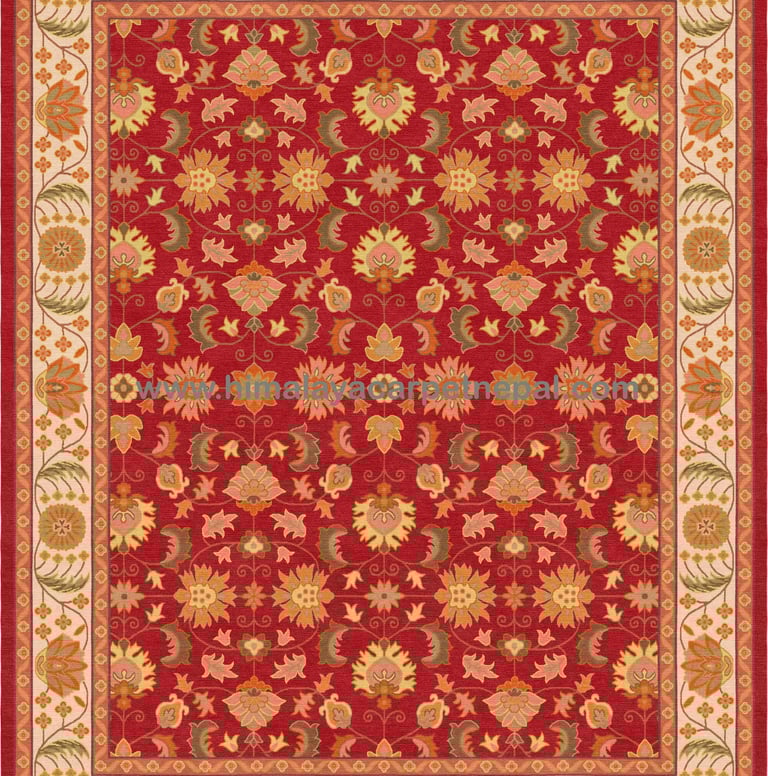 Custom Rugs - Contemporary traditional hand-knotted rug / floral medallions and botanical patterns