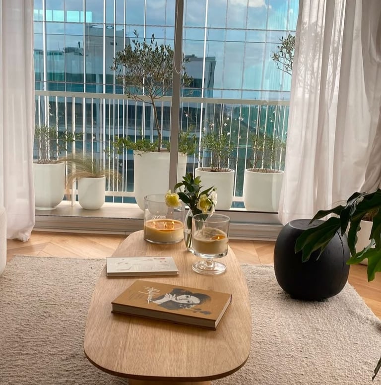 Interiorismo living moderno luz natural y decoración orgánica, diseñado por Studio Atípico en Chile 