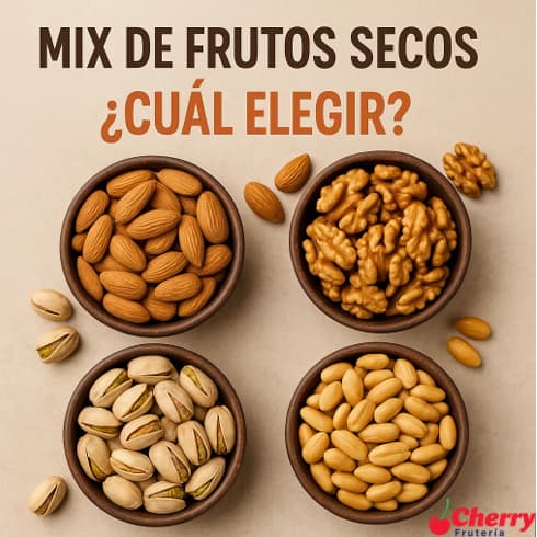 Almendras, nueces y pistaches en bowls
