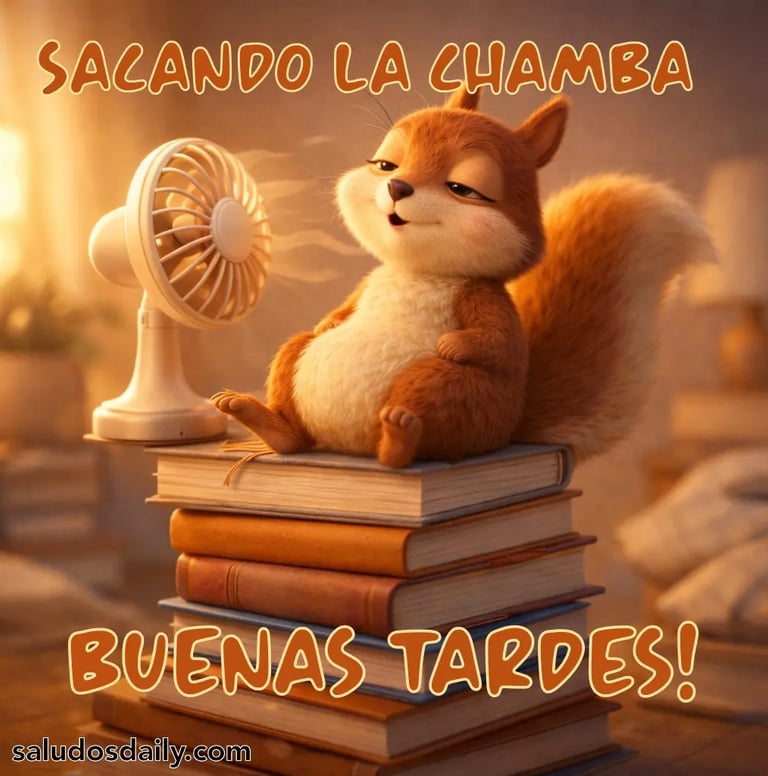 Ardilla con actitud godín sentada entre libros y objetos de trabajo, concentrada 