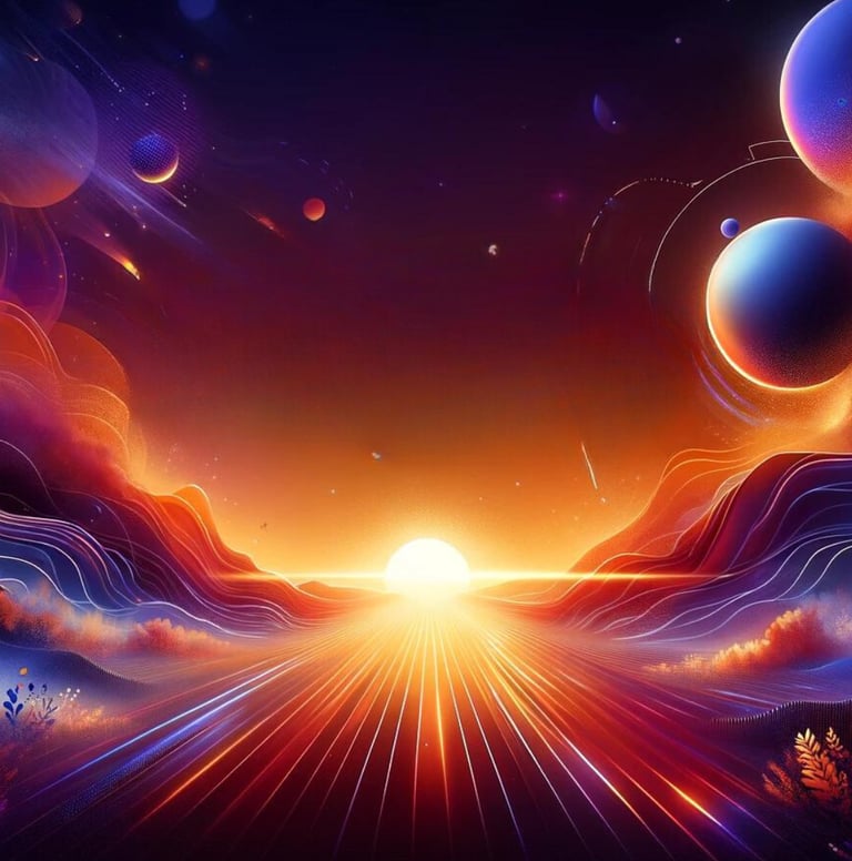 Bannière inspirante aux couleurs du crépuscule avec des teintes vibrantes d'orange, de pourpre et de bleu profond, symbolisan