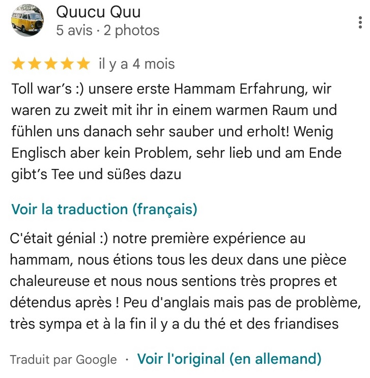 Avis client sur Google