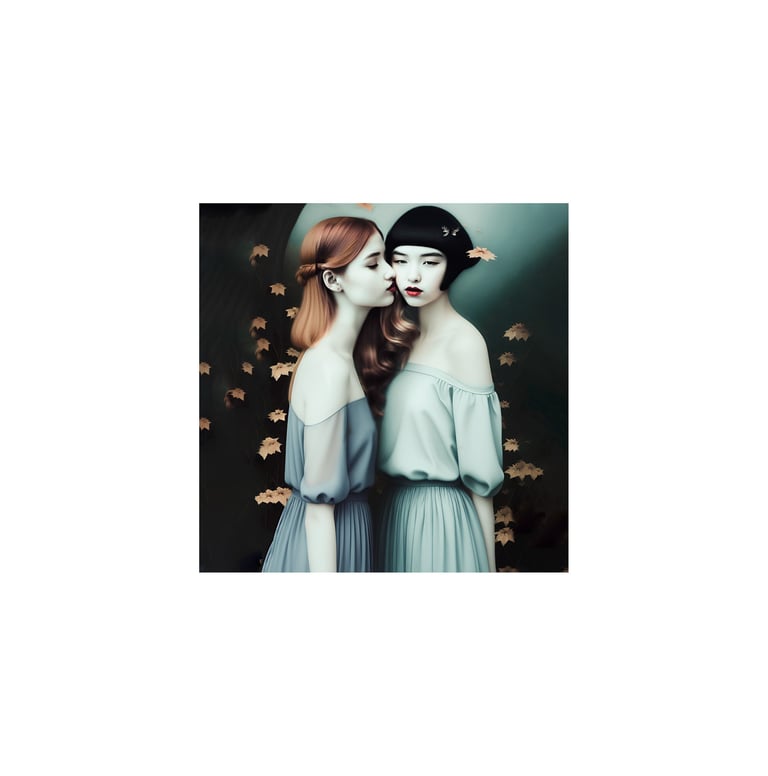 two women in masks and costumes with masks on