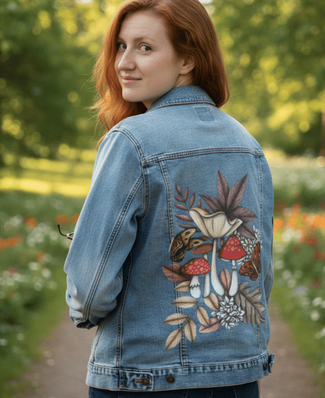 Girl wearing a printed jacket