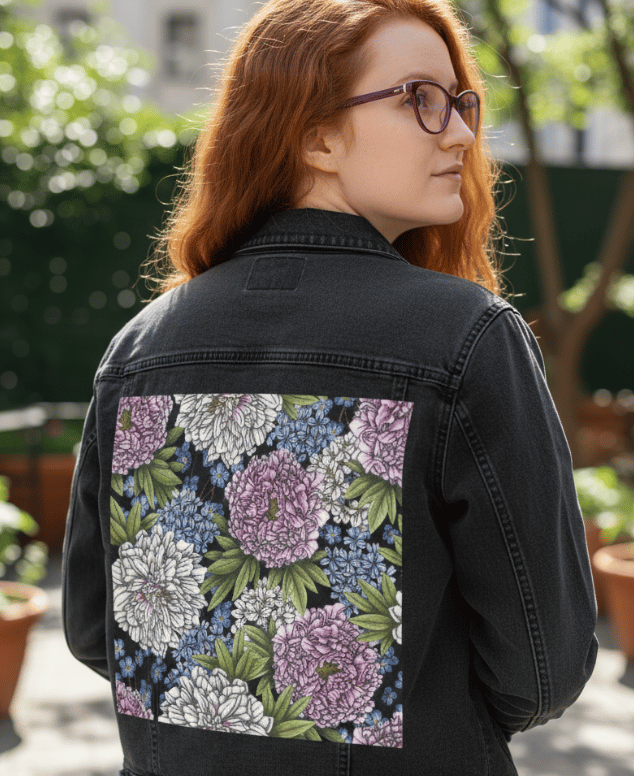 Girl wearing a printed jacket