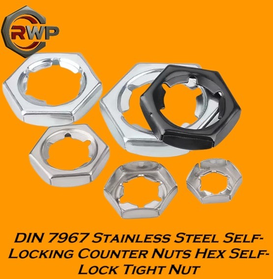 DIN 7967 Stainless Locking Nut – All-metal self-locking hex nut with spring steel construction