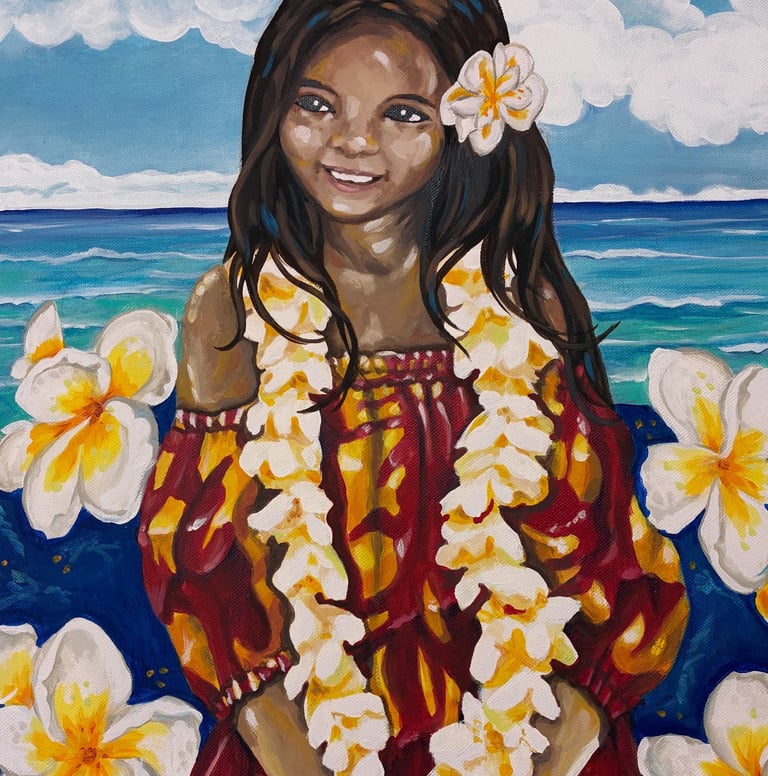painting of young Hawaiian girl