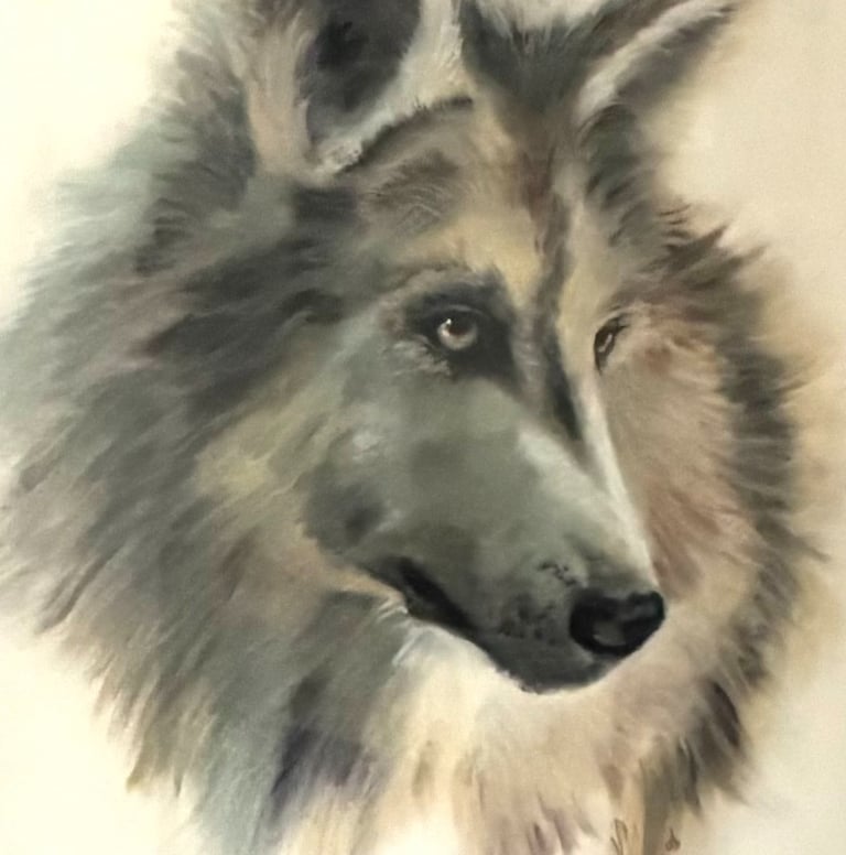 painting of wolf