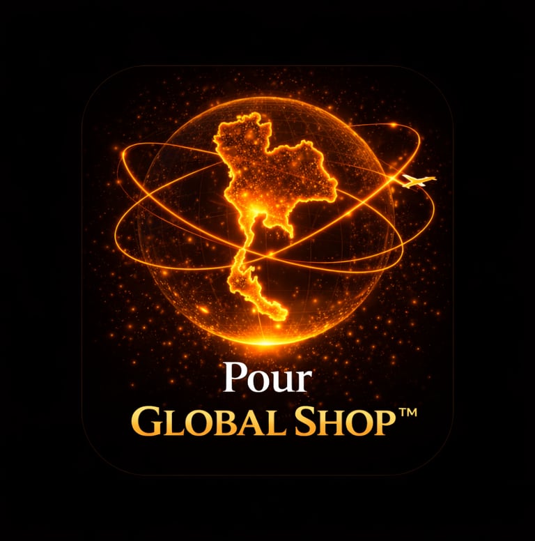 Pour Global Shop logo used for branding global fulfilment and international product availability