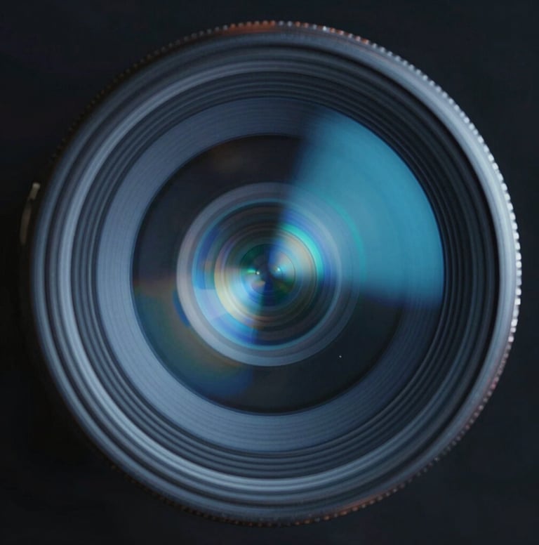 Abstract photography of light refraction on a lens, creating a tech-inspired glow with #E0FBFC and #3D5A80 colors, symbolizing digital innovation in art.