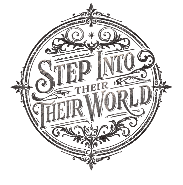 logo in vintage engraved lettering with Victorian flourishes on parchment.