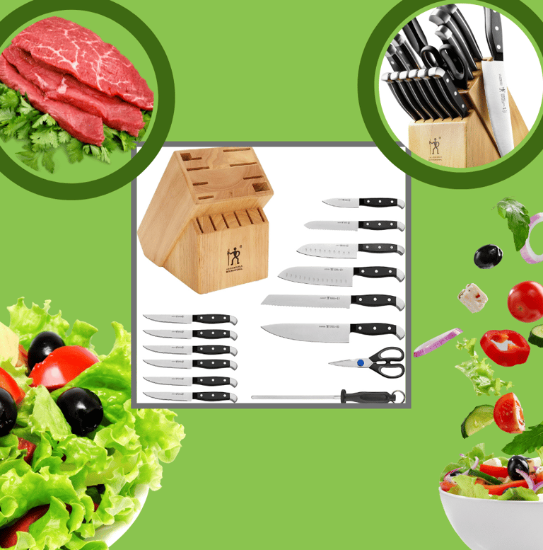 Premium Quality 15-Piece Knife Set with Block from HENCKELS, Razor-Sharp, German Engineered,